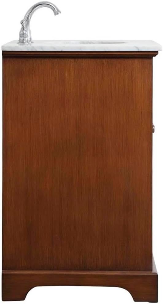 Image 7 32-Inch Teak Single Sink Bathroom Vanity with Carrara White Marble Top more views