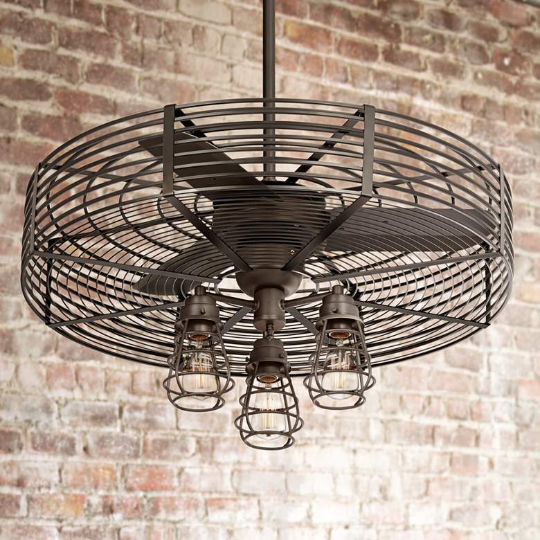 Image 1 32 inch Vintage Breeze&#8482; Bronze Cage 3-Light Ceiling Fan
