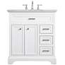 32-Inch White Single Sink Bathroom Vanity with Carrara White Marble Top
