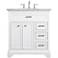 32-Inch White Single Sink Bathroom Vanity with Carrara White Marble Top
