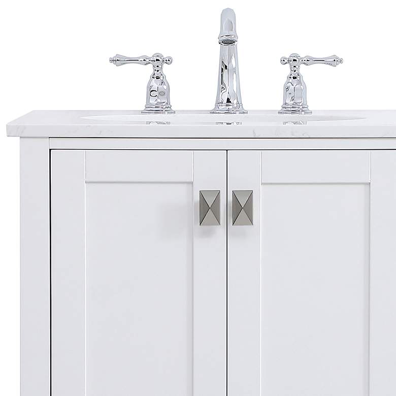 Image 2 32-Inch White Single Sink Bathroom Vanity With White Calacatta Quartz Top more views