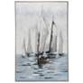2_32" x 47" Boats Silver Frame Blue & Ivory Hand Painted Canvas