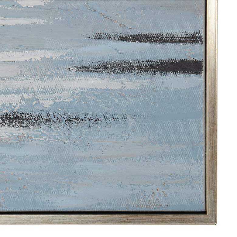 Image 6 32" x 47" Boats Silver Frame Blue & Ivory Hand Painted Canvas more views