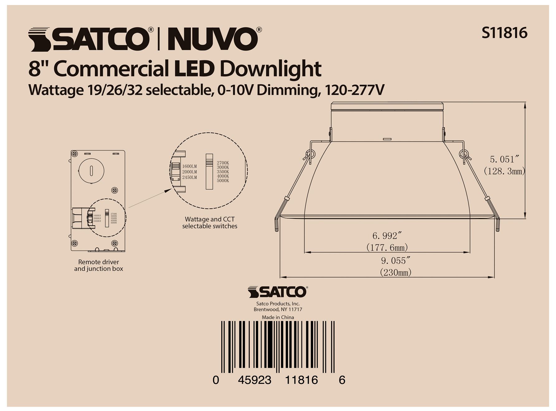 Image 5 32 Watt Commercial LED Downlight; 8 in.; Color Adjustable; Lumen Adjustable more views