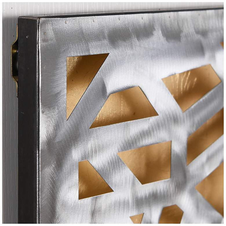 Image 6 32''x 32'' Gold and Silver Polished Steel Silver Leaf 3D Metal Wall Art more views