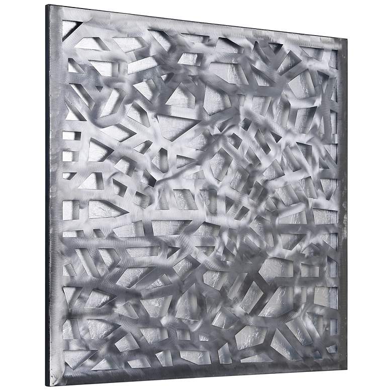 Image 7 32''x 32'' Gold and Silver Polished Steel Silver Leaf 3D Metal Wall Art more views