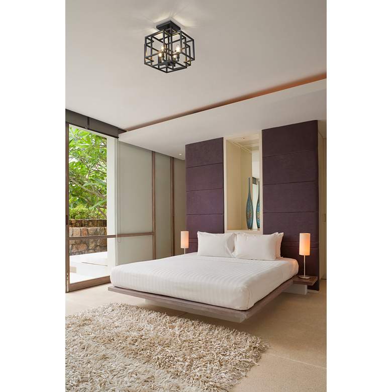 Image 1 Z-Lite Titania 14" Wide Matte Black 4-Light Ceiling Light in scene