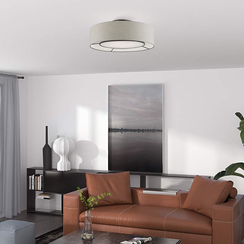 Image 1 Ellsworth 21" Wide English Bronze Drum Ceiling Light in scene