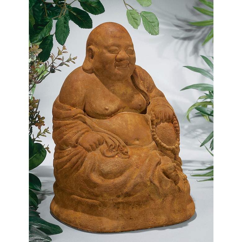 Image 1 Henri Studio 14" High Ho Tai Seated Laughing Buddha Garden Statue in scene