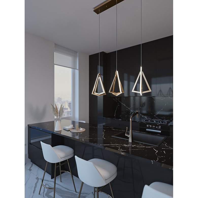 Image 1 Gianna 36" Wide Black 3-Light Linear LED Pendant in scene