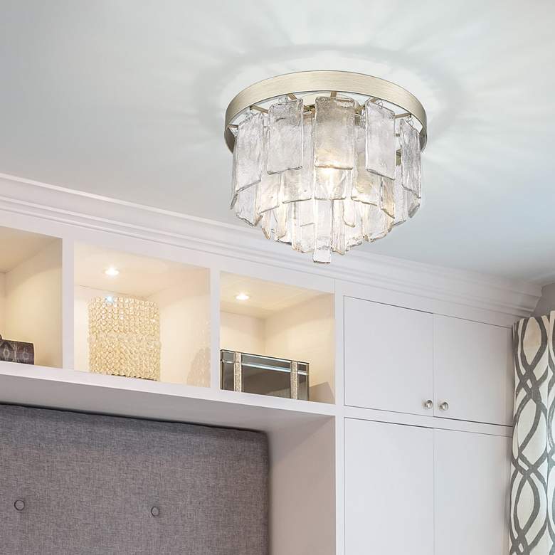 Image 1 Ciara 13" Wide White Gold 3-Light Ceiling Light in scene