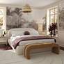 1_TOV Bara Modern Cream Textured Velvet Fabric King Size Bed in scene