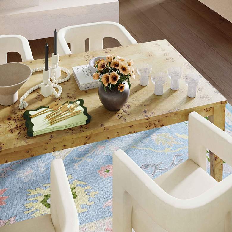 Image 1 TOV Brandyss 90" Wide Natural Burl Wood Rectangular Dining Table in scene