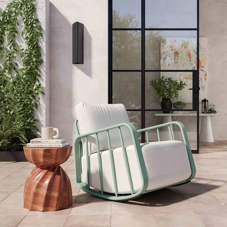 Image 1 Violette Mint Green Outdoor Rocking Chair in scene