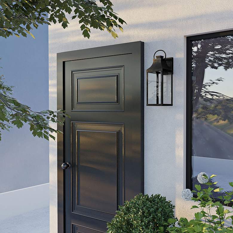 Image 1 Bradford 20 3/4" High Black Outdoor Lantern Wall Light in scene