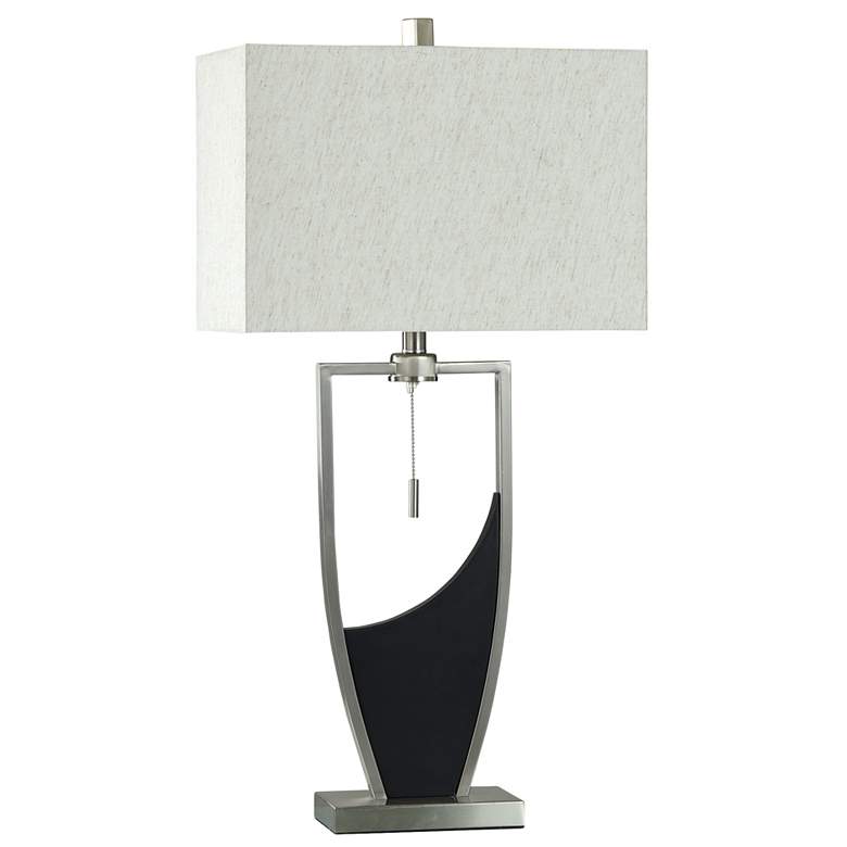 Image 1 33.25 inch High Two Tone Open Design Brushed Steel Table Lamp