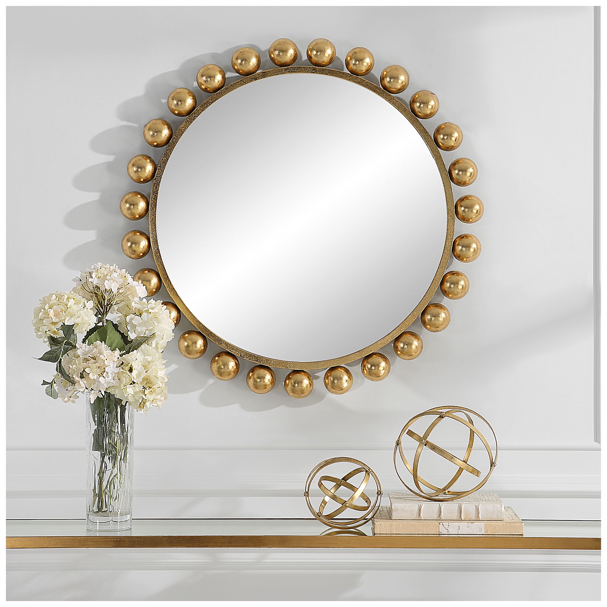 Image 3 33 7/8" x 33 7/8" Rich Gold Hemisphere Wall Mirror more views