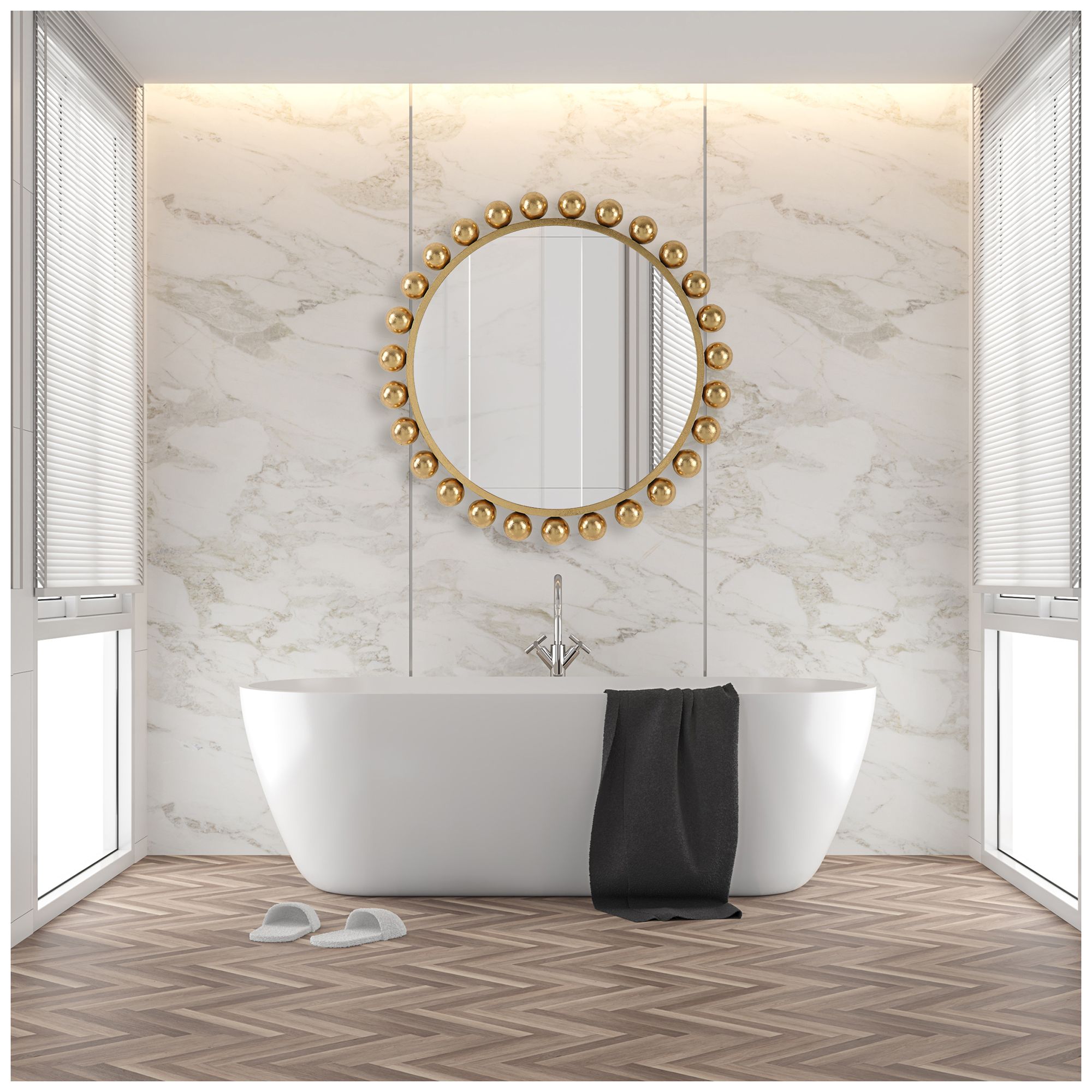 Image 7 33 7/8" x 33 7/8" Rich Gold Hemisphere Wall Mirror more views