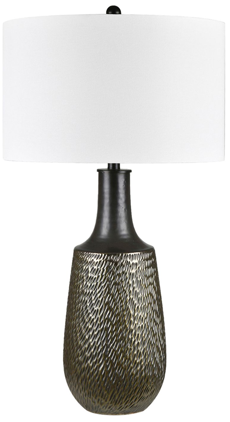 Image 2 33" Ceramic Table Lamp with White Linen Shade more views