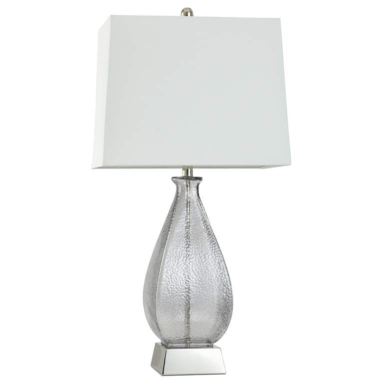 Image 1 33" High Grey Glass Dimpled Table Lamp with Aged Brass Accents