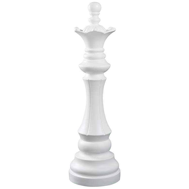 Image 1 33" High Matte White Queen Chess Piece Statue
