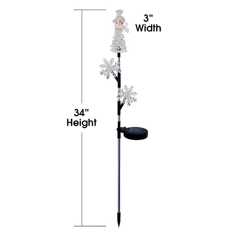 Image 3 33" High Solar LED Snowman and Snowflake Christmas Stake more views