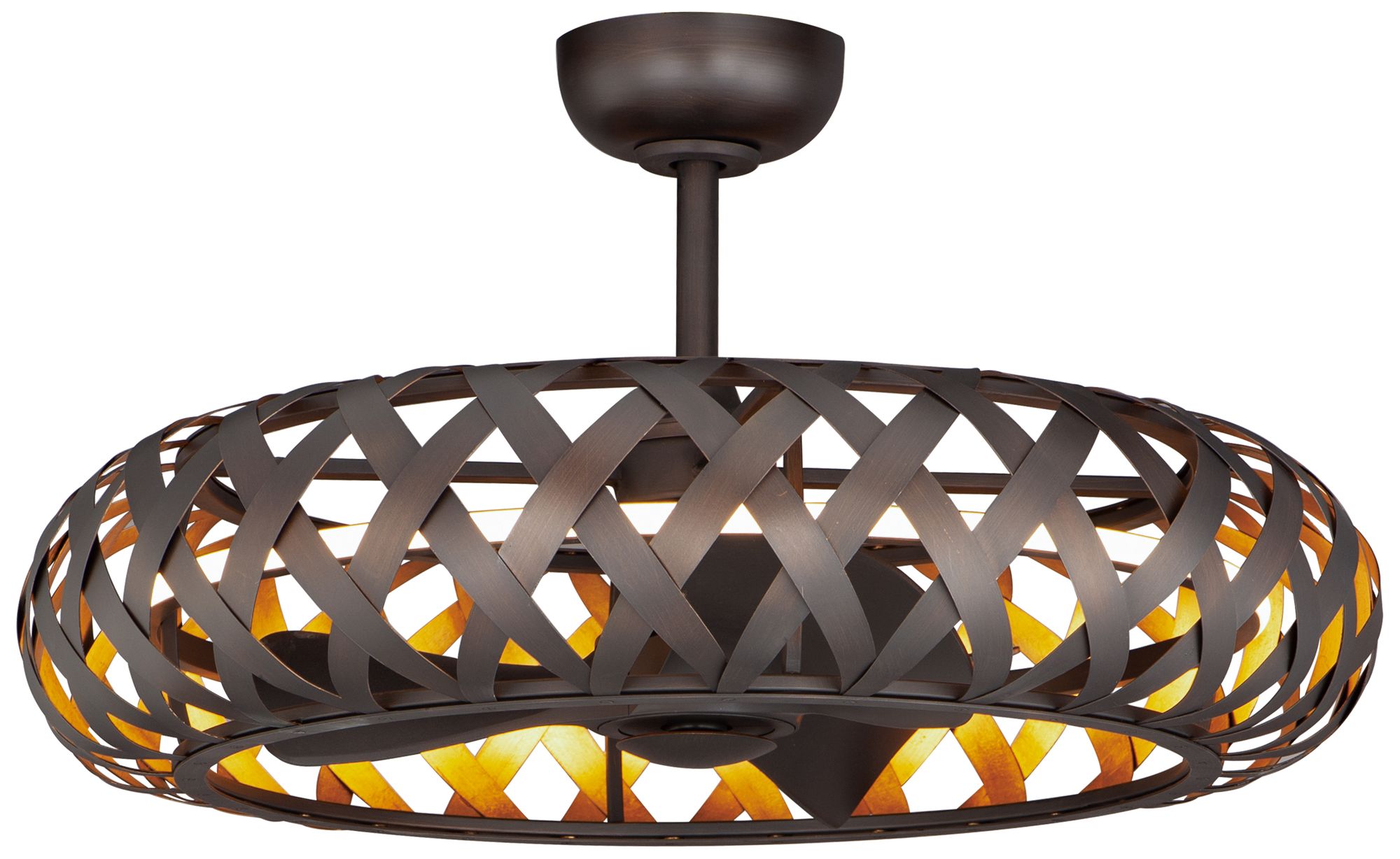 33" Maxim Weave Bronze Gold LED Fandelier Ceiling Fan with Remote