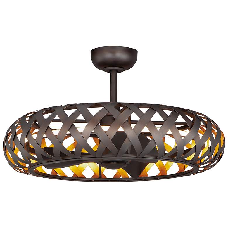 Image 2 33" Maxim Weave Bronze Gold LED Fandelier Smart Ceiling Fan