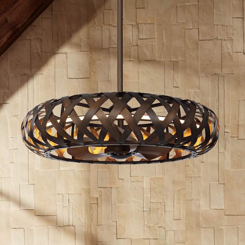 Image 1 33" Maxim Weave Bronze Gold LED Fandelier Smart Ceiling Fan