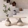 1_TOV Smooch 86 1/2" Wide Faux Travertine Concrete Oval Dining Table in scene