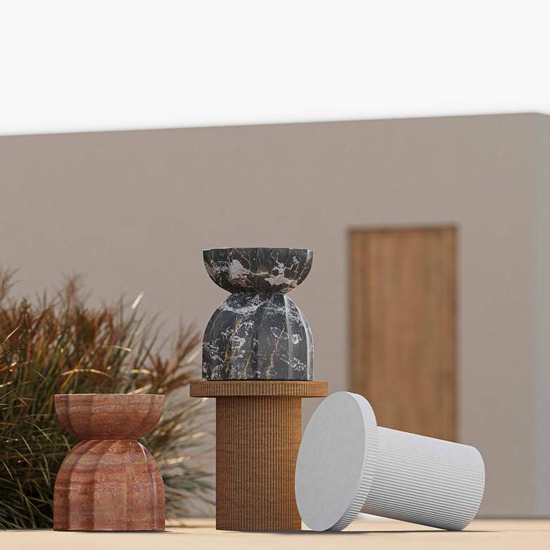 Image 1 Turin Black Faux Marble Indoor/Outdoor Accent Stool in scene