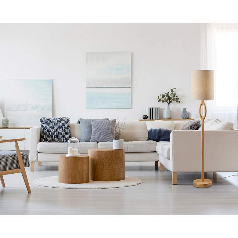 Image 1 Mayfair Natural Wood Floor Lamp in scene