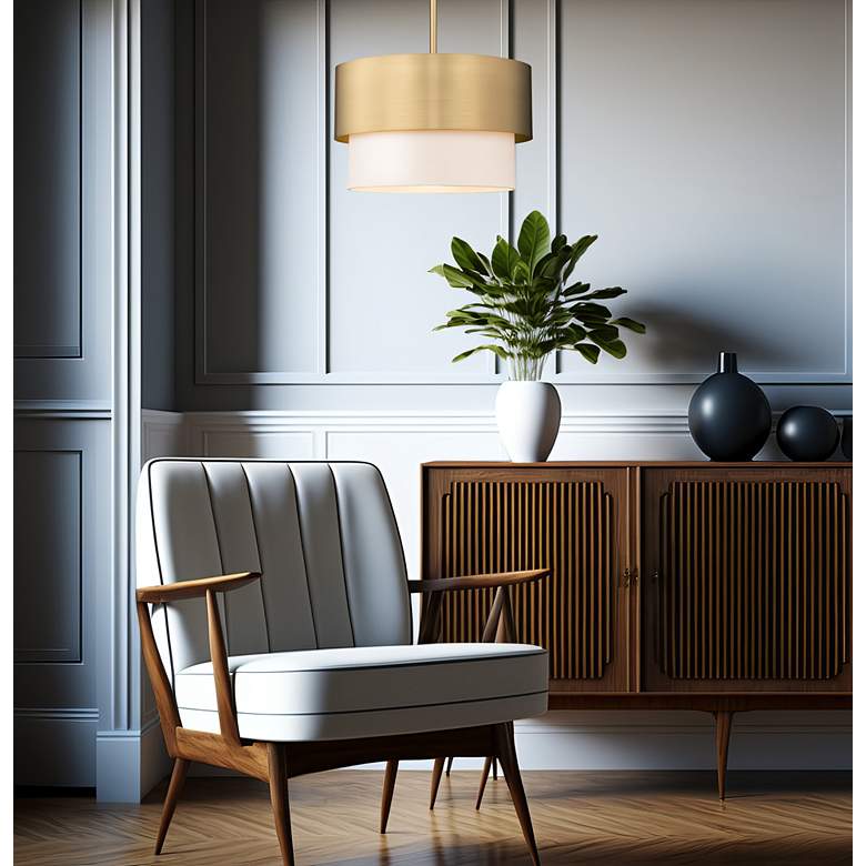 Image 1 Counterpoint 12" Wide Modern Gold Drum Mini Pendant in scene