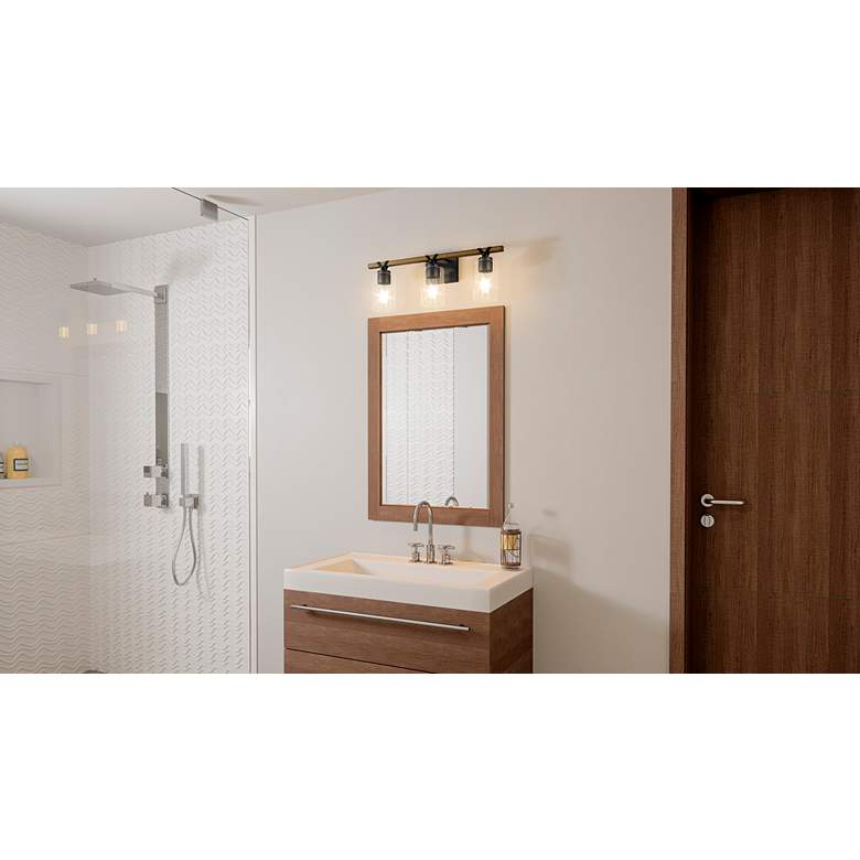Image 1 Quoizel Devon Court 24" Wide Matte Black 3-Light Bath Light in scene