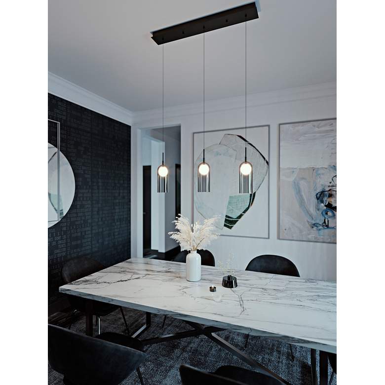 Image 1 Kiran 36" Wide LED Black Multi-Light Pendant in scene