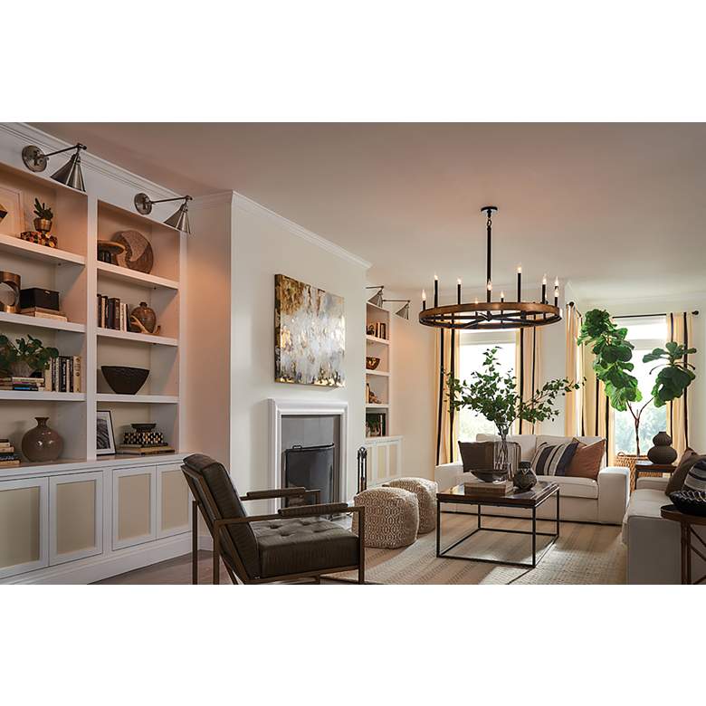 Image 1 Hinkley Wells 45 1/4"W Black and Weathered Brass Chandelier in scene