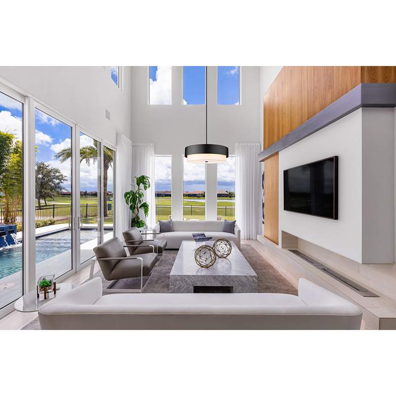 Image 1 Counterpoint 31 1/2" Wide Matte Black Drum Chandelier in scene