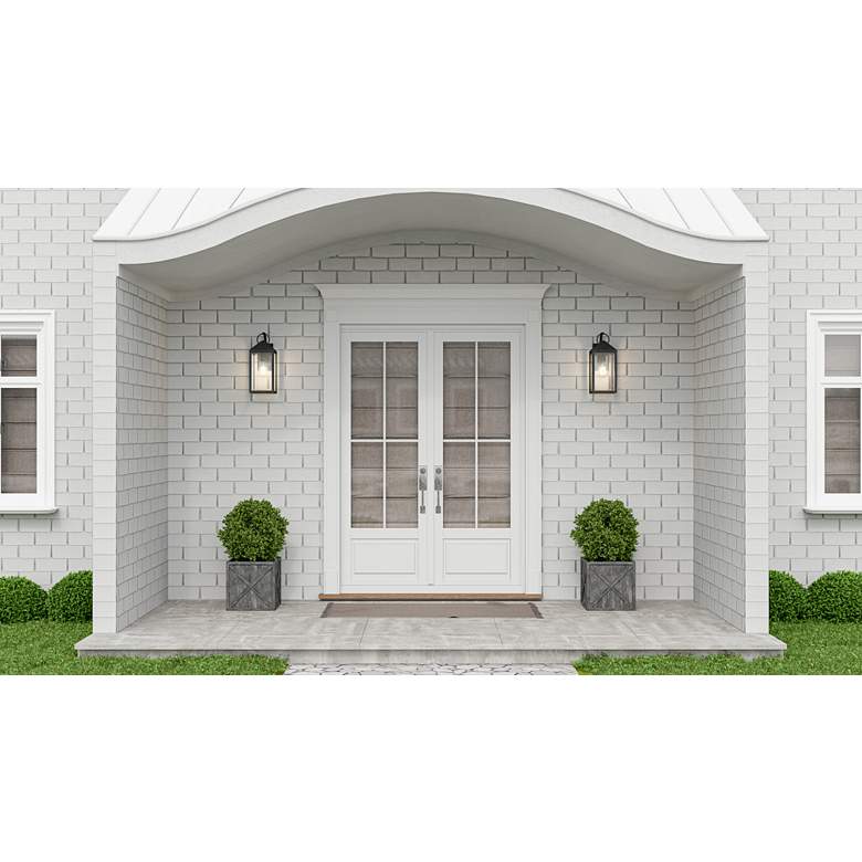 Image 1 Quoizel Thorpe 15" High Mottled Black Outdoor Wall Light in scene