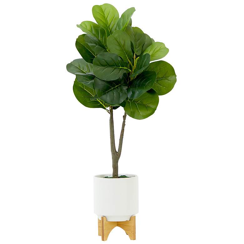 Image 1 33in. Artificial Fiddle Fig with Stand Planter