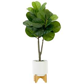 Image1 of 33in. Artificial Fiddle Fig with Stand Planter