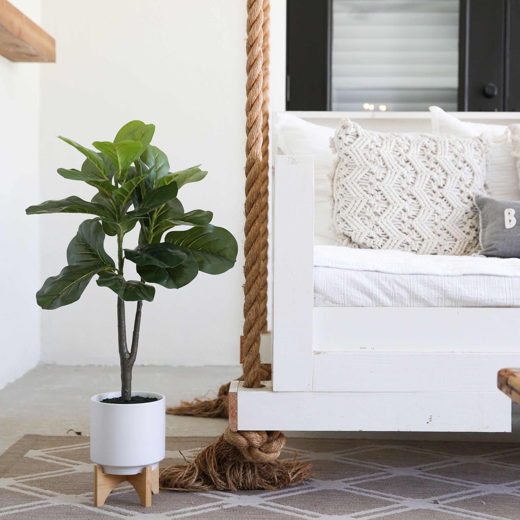 Image 3 33in. Artificial Fiddle Fig with Stand Planter more views