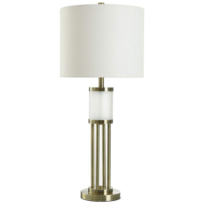 Image 1 34.25 inch High Open Metal Work Antique Brass Table Lamp