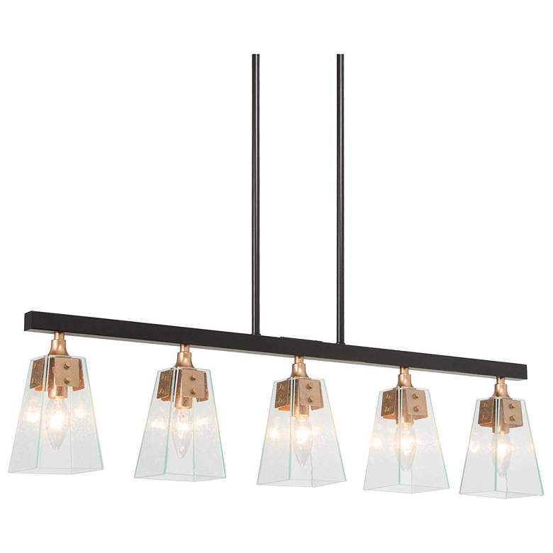 Image 2 34.3" Wide 5-Light Gold Black Linear Glass Island Chandelier