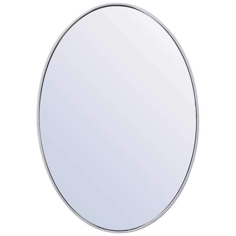 Image 1 34-in W x 24-in H Metal Frame Oval Wall Mirror in Silver