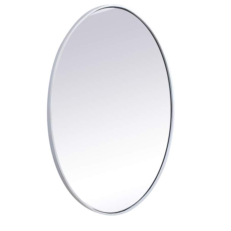 Image 3 34-in W x 24-in H Metal Frame Oval Wall Mirror in Silver more views