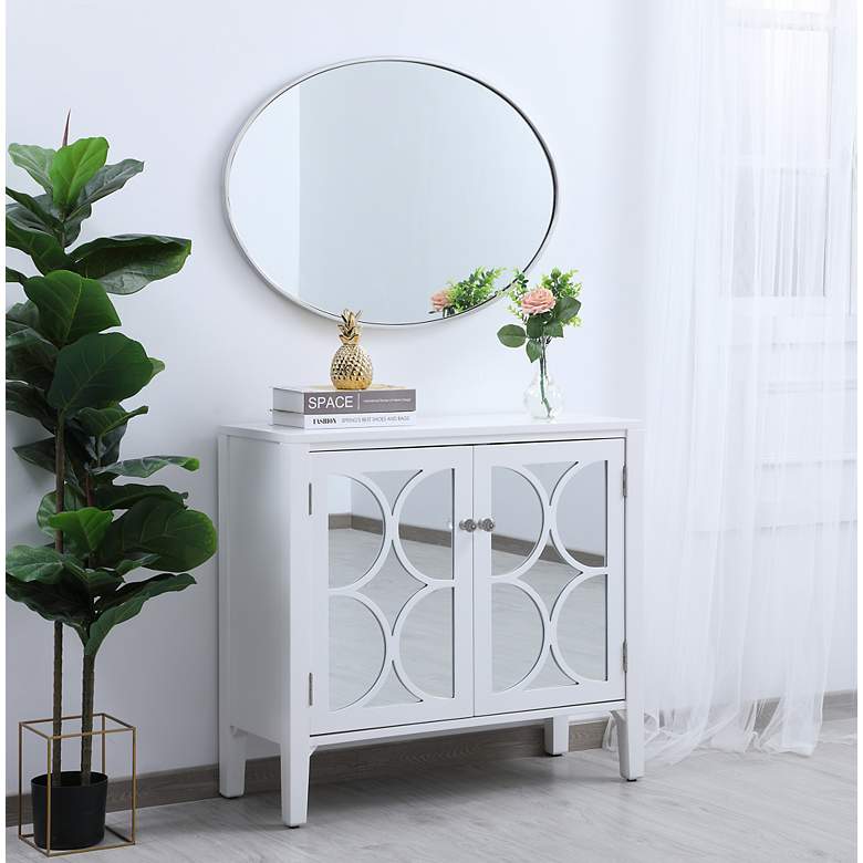 Image 7 34-in W x 24-in H Metal Frame Oval Wall Mirror in Silver more views