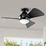 34" Kichler Sola Black Wet Rated LED Hugger Fan with Wall Control