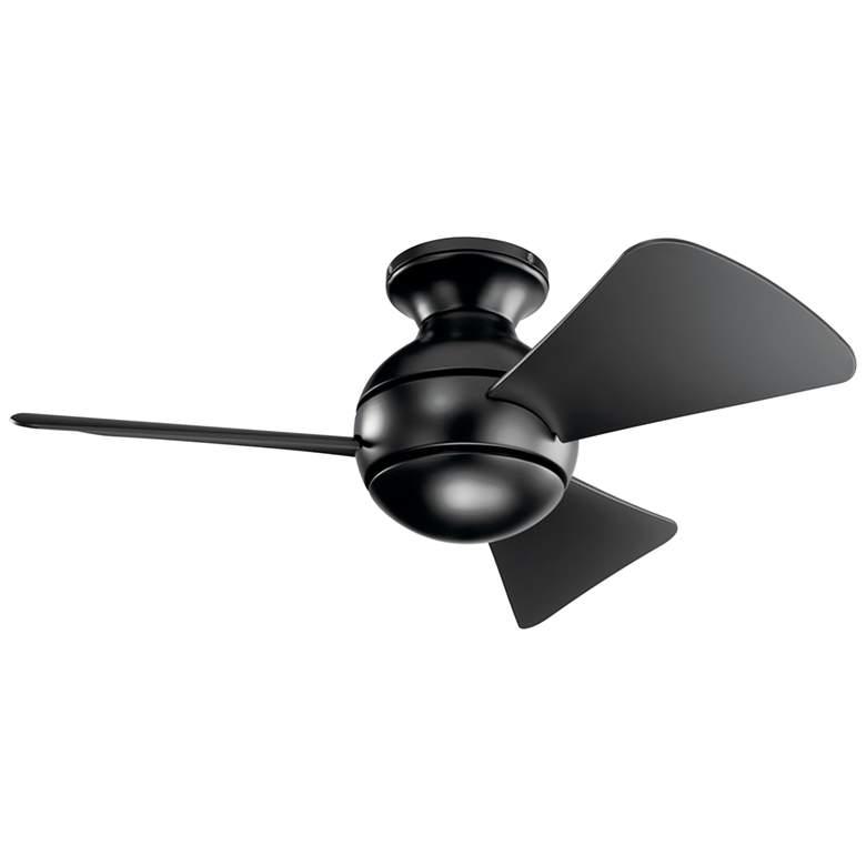 Image 4 34" Kichler Sola Black Wet Rated LED Hugger Fan with Wall Control more views