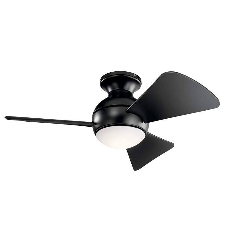 Image 5 34" Kichler Sola Black Wet Rated LED Hugger Fan with Wall Control more views