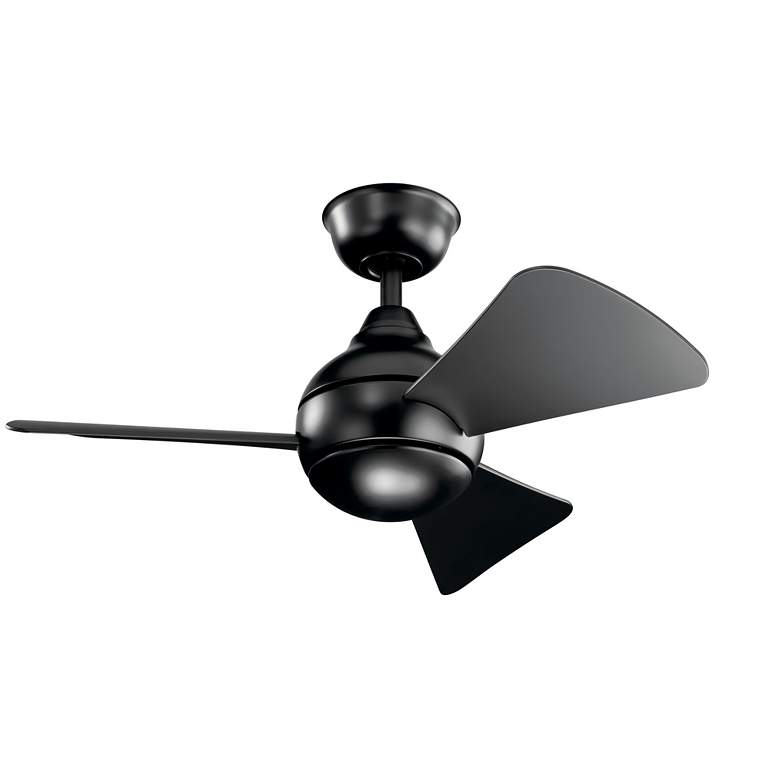 Image 7 34" Kichler Sola Black Wet Rated LED Hugger Fan with Wall Control more views